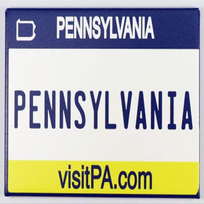 Pennsylvania Refrigerator Magnet, License Plate, Souvenir, 6.3 x 8.9 cm