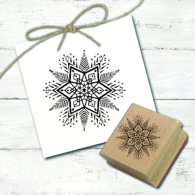 Small Snowflake Stamp – Winter Motif Wooden Stamp, 28 x 28 mm