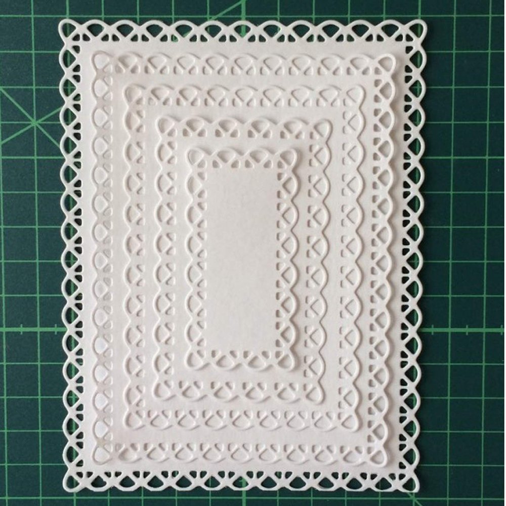 5-Piece Lace Rectangle Frame Metal Dies for DIY Scrapbooking