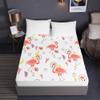 Animal-Print Fitted Sheet for Box Spring Beds, Soft Microfiber, 160 x 200 x 30 cm, Flamingo view 1