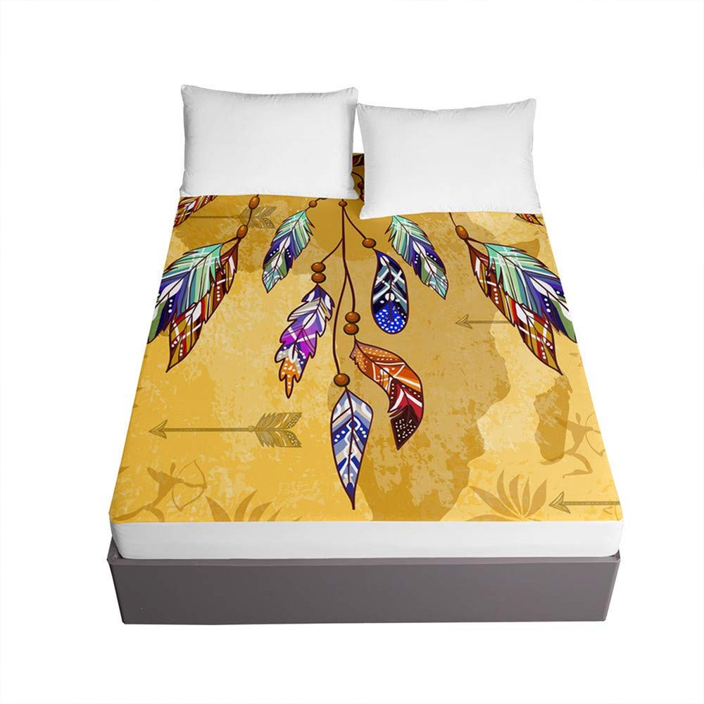 Chickw1 Microfiber Fitted Sheet, 3D Dreamcatcher Print, Up to 30 cm Deep, 120 x 200 x 30 cm