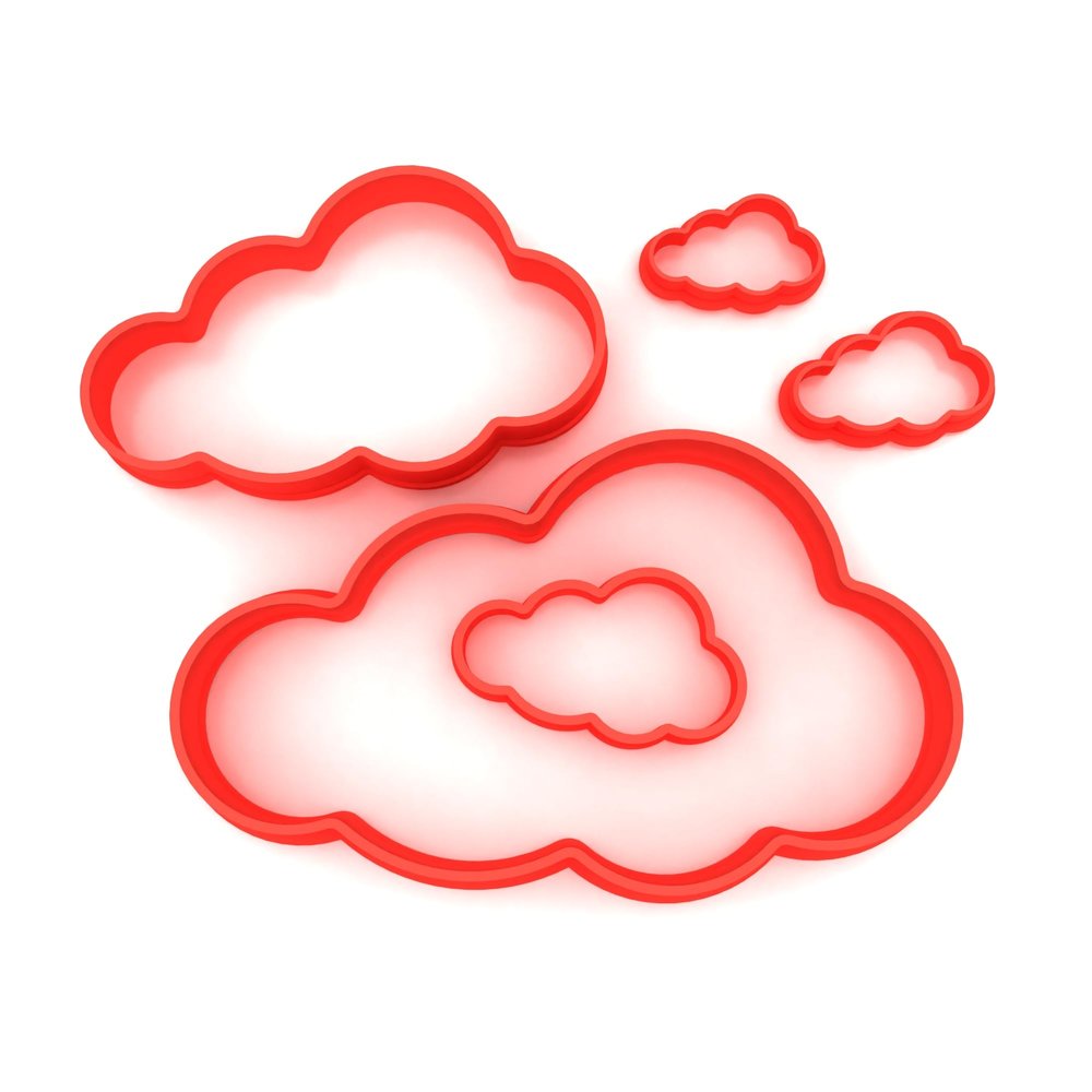 Set of 5 Cloud-Shaped Cutters for Fondant, Polymer Clay, Cookies, Icing and Crafts