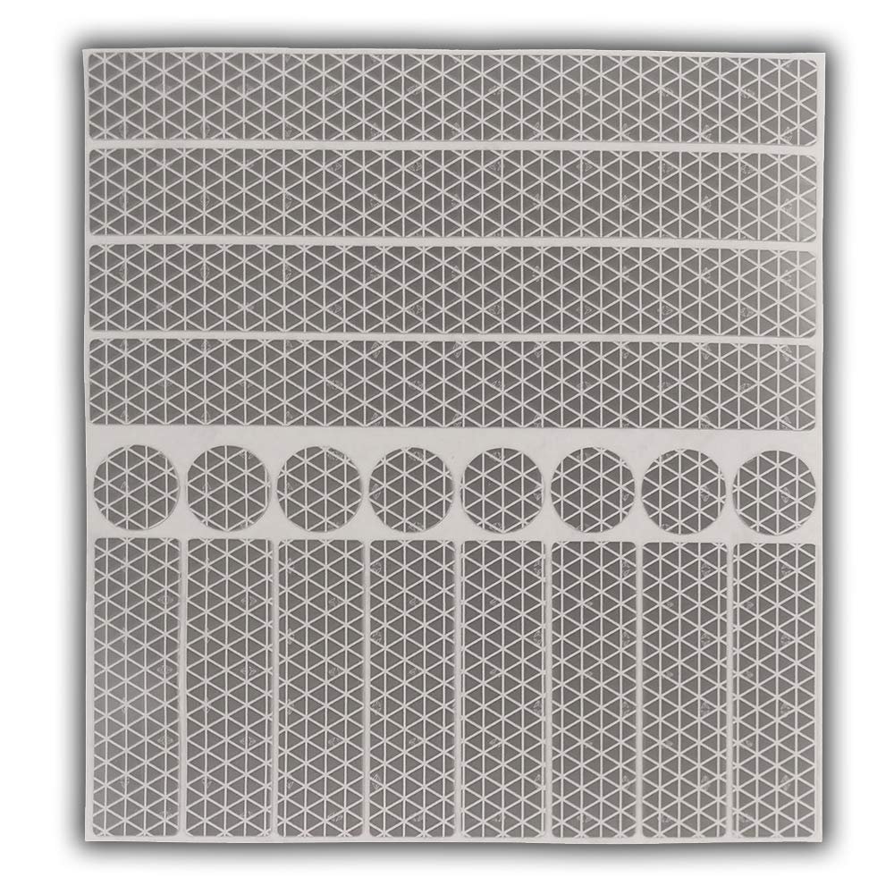 UvV Reflective Stickers, 20 Pieces - Orafol RA2cM Silver Film - Self-Adhesive, Highly Reflective Decals for Marking Strollers, Bicycles and Helmets