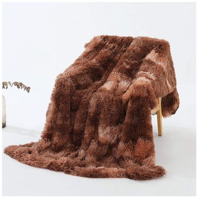 YOUCAI Faux Fur Shag Blanket, Soft and Warm, Coffee, 130 x 160 cm