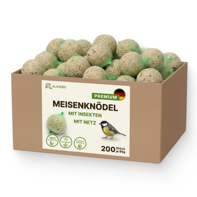 Premium Suet Balls with Insects, 200 Count (18 kg) – Year-Round Wild Bird Food in Nets