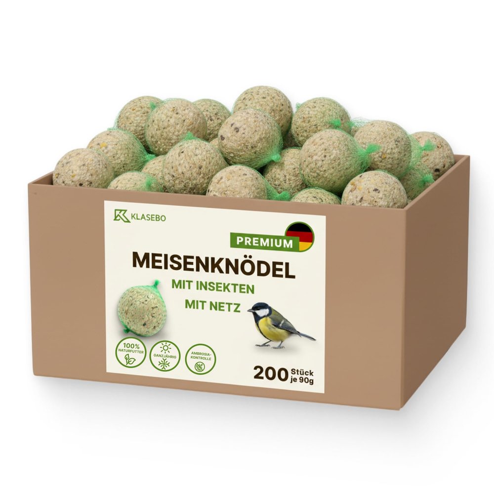 Premium Suet Balls with Insects, 200 Count (18 kg) – Year-Round Wild Bird Food in Nets