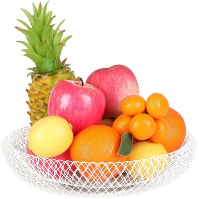 Pevfeciy 34 cm Double-Wall Mesh Metal Fruit Bowl, White