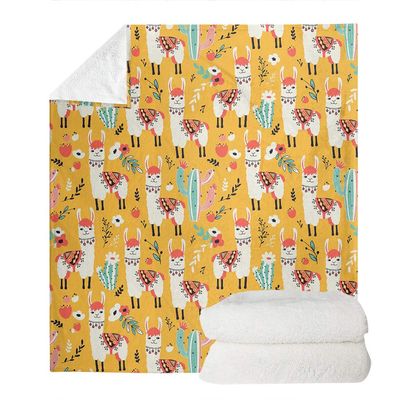 UOIMAG Llama Cactus Flannel Fleece Blanket, 150 x 200 cm