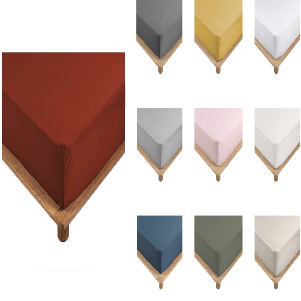 100% Cotton Percale Fitted Sheet – 90 x 190 cm, 140 x 190 cm, 160 x 200 cm, 180 x 200 cm – 30 cm Pocket (Red, 180 x 200 cm)