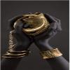Black Woman’s Hands Holding Gold Jewelry Canvas Wall Art, Scandinavian-Style Decor, 80 x 160 cm, Unframed view 1