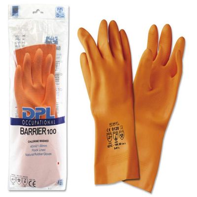 DPL Barrier 100 Industrial Gloves, Orange, Size 8/8.5, Black, Standard
