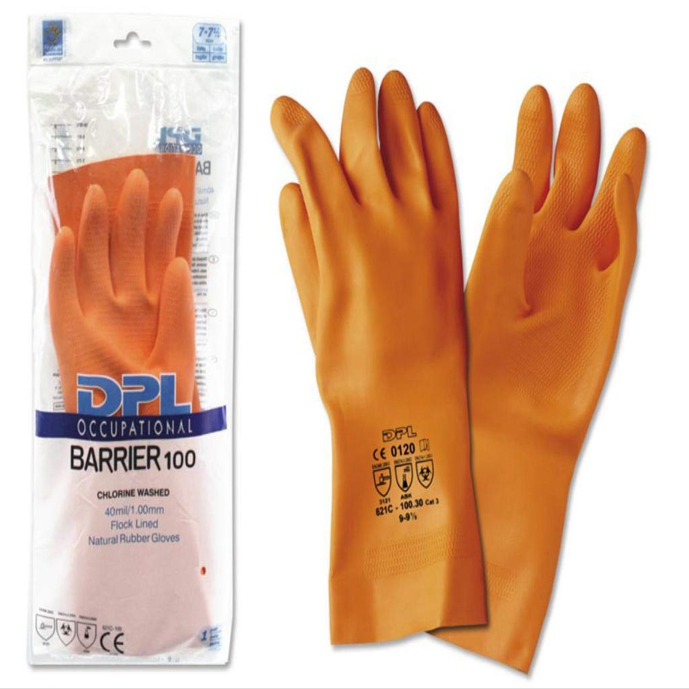 DPL Barrier 100 Industrial Gloves, Orange, Size 8/8.5, Black, Standard