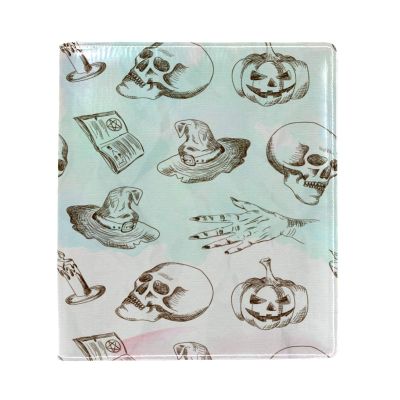 Hand-Drawn Halloween Book Cover, Stretchable, Fits Most Hardcover Textbooks up to 22.1 x 16 cm, Adhesive-Free, Washable and Reusable