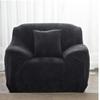YAOTT Plush Sofa Cover, Thick Velvet Stretch Anti-Slip Couch Cover, Black, 1-Seater, 90–140 cm view 3