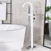 Freestanding Bathtub Faucet, White/Silver, Stainless Steel, Brass, Plastic, Tugela view 2