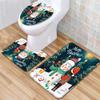 3-Piece Christmas Bathroom Rug Set, Non-Slip Bath Mats with U-Shaped Contour Mat and Toilet Lid Mat view 2