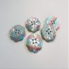 6-Piece Set of Shimmering Red, Green, and Blue Flower-Shaped Plastic Buttons, Approx. 20 mm view 2