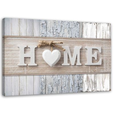 Feeby Home Canvas Wall Art 60 x 40 cm, 1-Piece, Gray Vintage Heart Design