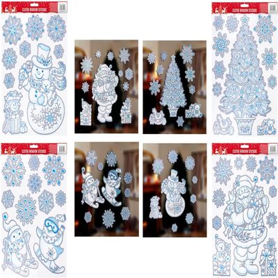 SRV Hub Christmas Snowflake Window Stickers, Large Glitter Design, Set of 4