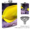 Leather Hip Flask with Handled Funnel for Camping, Fishing, Grilling, Parties, Bars, Drinkers, Wine Bottles, Bright Yellow Fish view 3