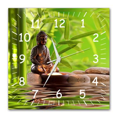 Bilder-Manufaktur BM Silent Radio-Controlled Quartz Wall Clock, Buddha Asia, 30 x 30 cm