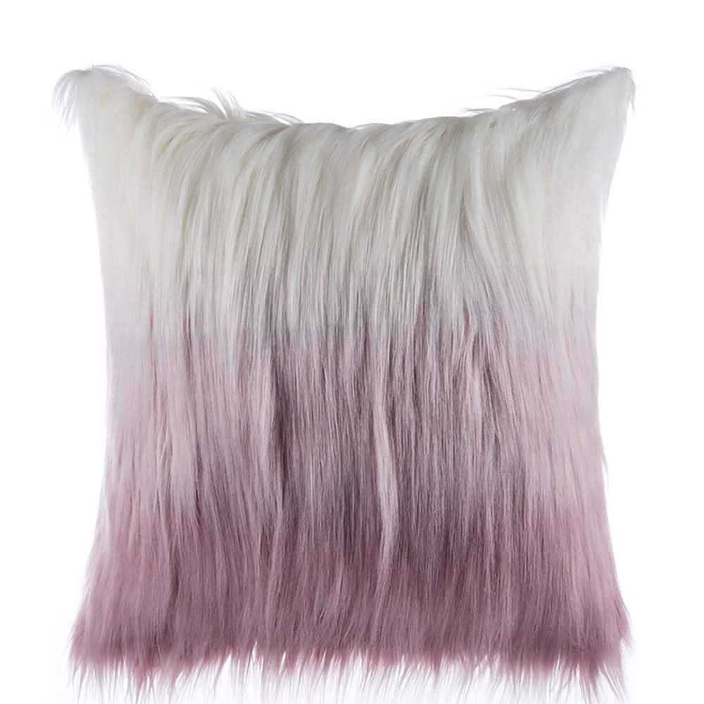 Cozomiz Luxurise Modern Decorative Pillow Covers, Soft Cushion Covers, Square, for Couch, Bedroom and Car, 30.5 x 49.8 cm, Faux Fur Pink