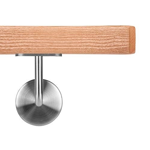 Ash Wood Wall Handrail VKT 42 x 42 mm, Round Holders, 160 cm, 2 Holders