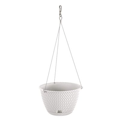 PROSPERPLAST SPLOFY Hanging Round Plastic Pot, White, 4.8 L