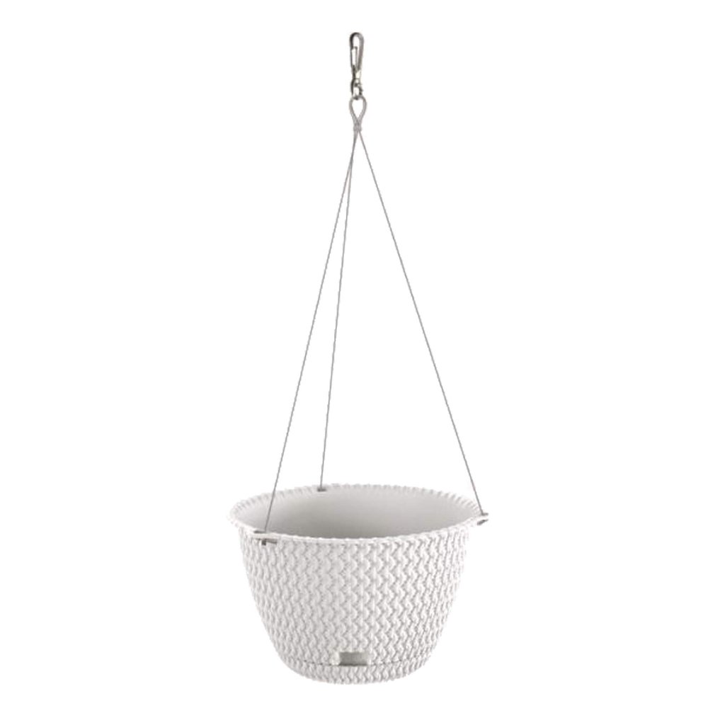 PROSPERPLAST SPLOFY Hanging Round Plastic Pot, White, 4.8 L