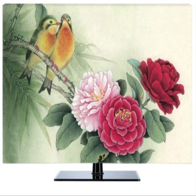 LIANYG Outdoor TV Cover, 19–80 in, Decorative Waterproof TV/PC Screen Cover, Lily Flowers and Birds, Red, 45 in