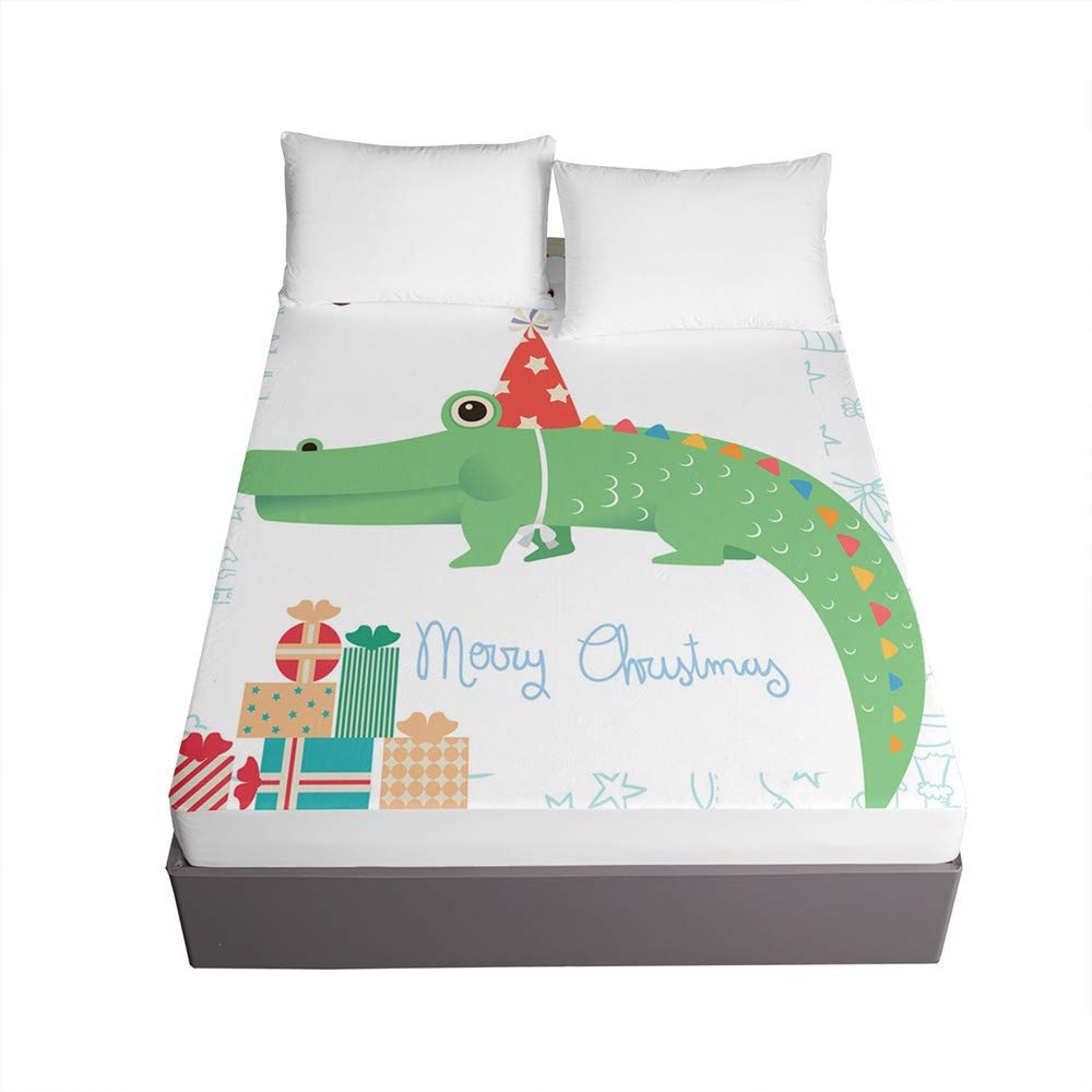 Pure Microfiber Fitted Sheet with 3D Print, Non-Slip, Deep Pocket up to 30 cm