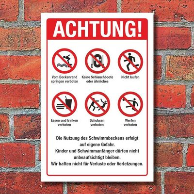 Swimming Pool Sign: Indoor/Outdoor Pool Notices and Rules, 450 x 300 mm