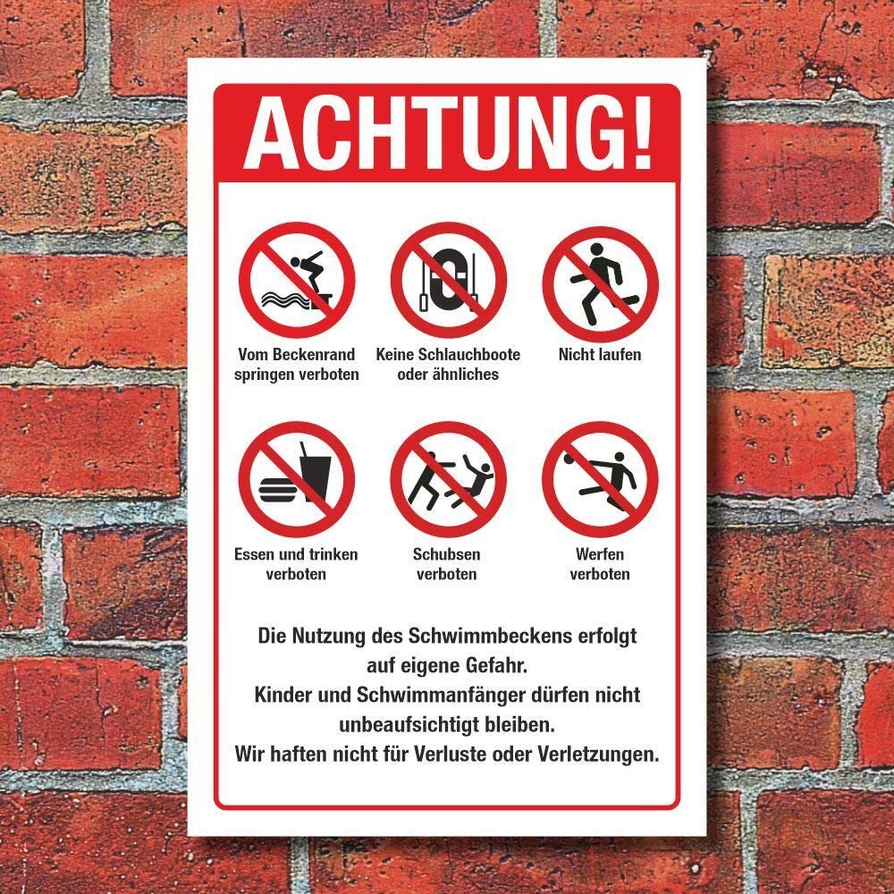 Swimming Pool Sign: Indoor/Outdoor Pool Notices and Rules, 450 x 300 mm