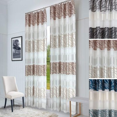 A-TEXTILE-24 Trondheim Made-to-Measure Curtain, Ruffle Tape, Brown (130 cm H x 145 cm W)