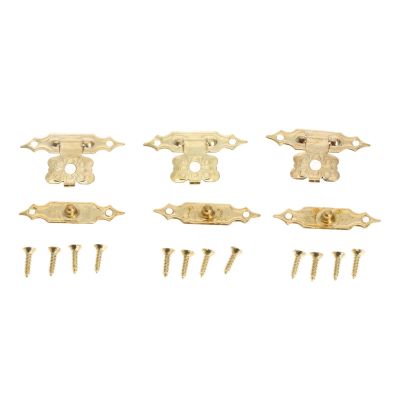 12-Pack 30 x 18 mm Antique Gold Iron Box Hasps with Screws