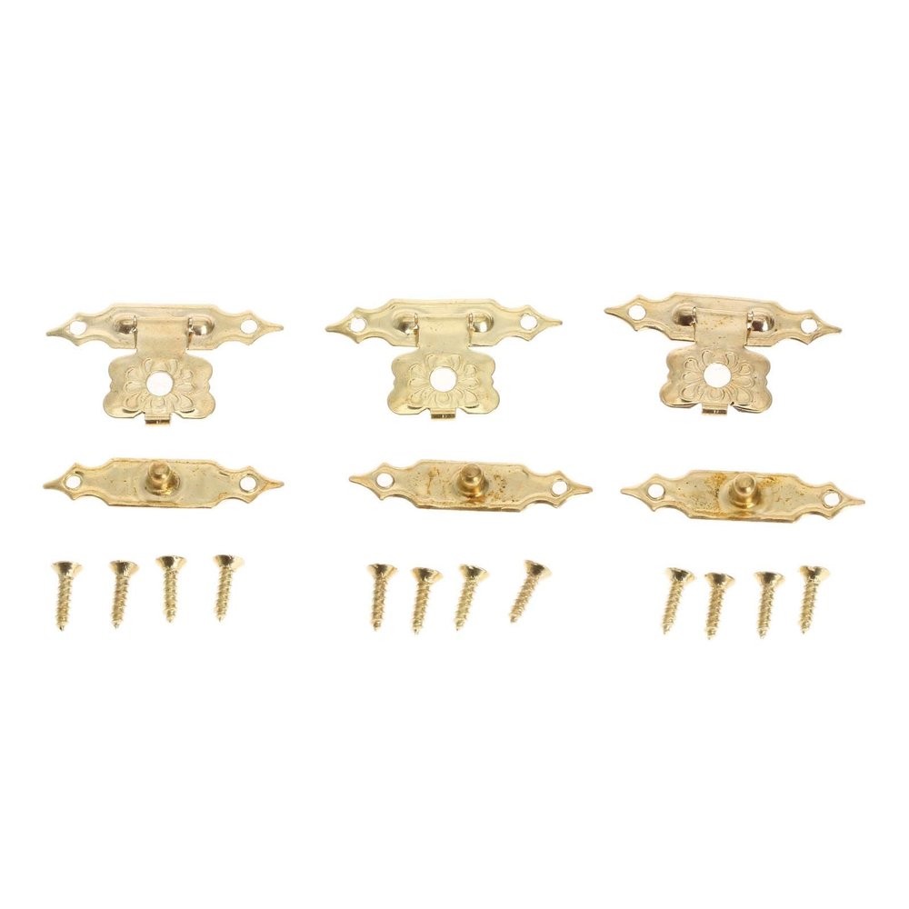 12-Pack 30 x 18 mm Antique Gold Iron Box Hasps with Screws