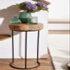 Beauty.Scouts Sira II Side Table, Solid Acacia Wood, Brown/Black Metal, 28 x 55 x 28 cm view 3