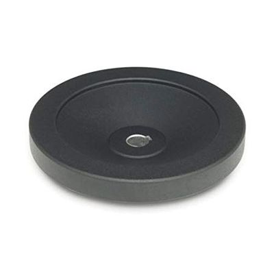 Disc Handwheel, Matte Black, 80 mm, 12 mm Bore with Hub Keyway