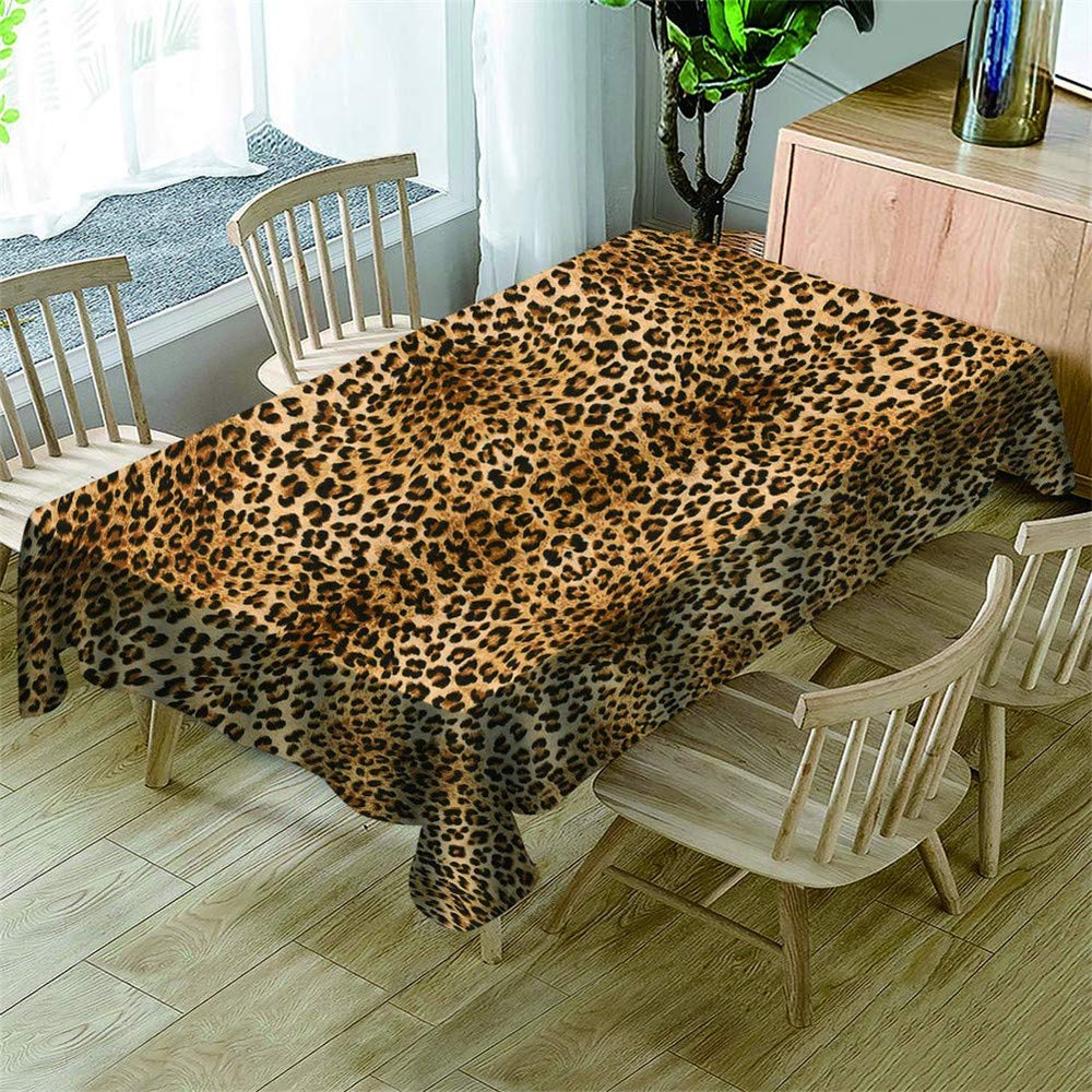 Surwin Waterproof 3D Leopard Print Tablecloth, 140 x 140 cm
