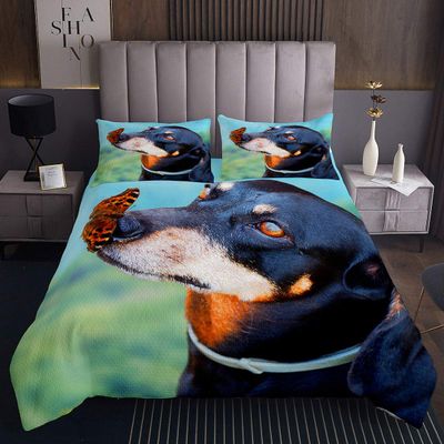 Tbrand Black Pug Dog Butterfly Quilted Bedspread 170x210 cm