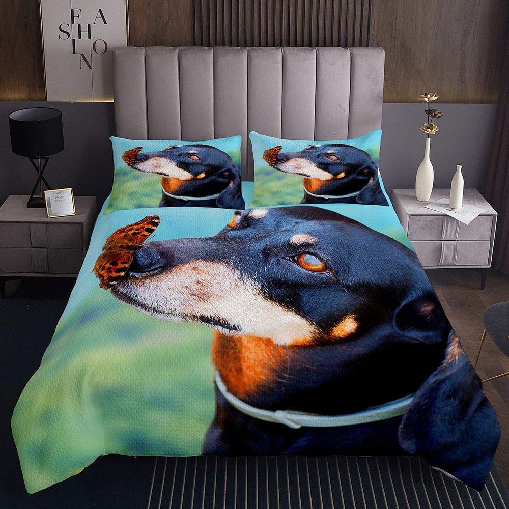 Tbrand Black Pug Dog Butterfly Quilted Bedspread 170x210 cm