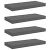 vidaXL Set of 4 Floating Wall Shelves, High-Gloss Gray, 50 x 23 x 3.8 cm, MDF view 1