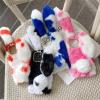 Artfeel Plush Rabbit Case for Samsung Galaxy A21S, Fuzzy Bunny Ears, Glitter Rhinestones, Black and White view 3