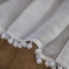Zlovne White Cotton-Linen Cafe Curtain with Embroidered Pom-Pom Design, 150 x 40 cm view 3