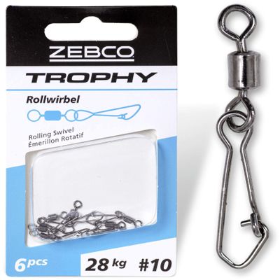 Zebco Trophy Barrel Swivels, Size 8, 28 mm, 28 kg, 6-Pack