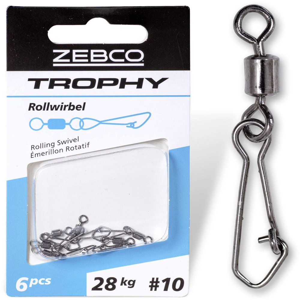 Zebco Trophy Barrel Swivels, Size 8, 28 mm, 28 kg, 6-Pack