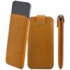 Suncase Genuine Leather Pouch for iPhone 12 mini (5.4 in), Pull-Tab Sleeve with Magnetic Closure, Antique Camel view 3