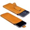 Suncase Genuine Leather Pouch for iPhone 12 mini (5.4 in), Pull-Tab Sleeve with Magnetic Closure, Antique Camel view 4