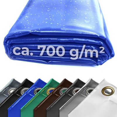 Truck Tarp, 700 g, Eyelets Every 50 cm with Hem, Custom Size (Blue, 3.00 m x 5.00 m)