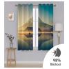 BATOHOME Designer Blackout Curtains with Mountain Lake and Boat Print, Short and Opaque, for 2 Windows (2 pcs x H42 x W72) view 2
